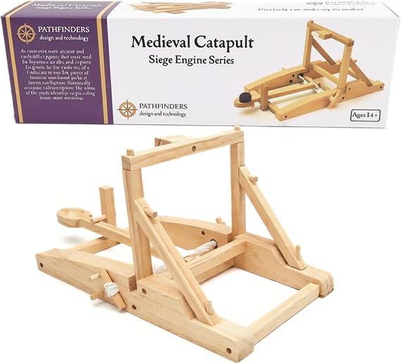 PATHFINDERS Medieval Catapult STEM Building Kit | Wooden Catapult Model | Mechanical Engineering, Physics & Historical Siege Project
