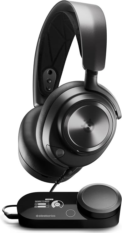 SteelSeries 61527 Arctis Nova Pro Gaming Headset, Lightweight, Wired, Sealed Type, High Resolution Compatible with PC, PS5, PS4 Switch, Equipped with DAC, Hi-Fi Sound, Adjustable