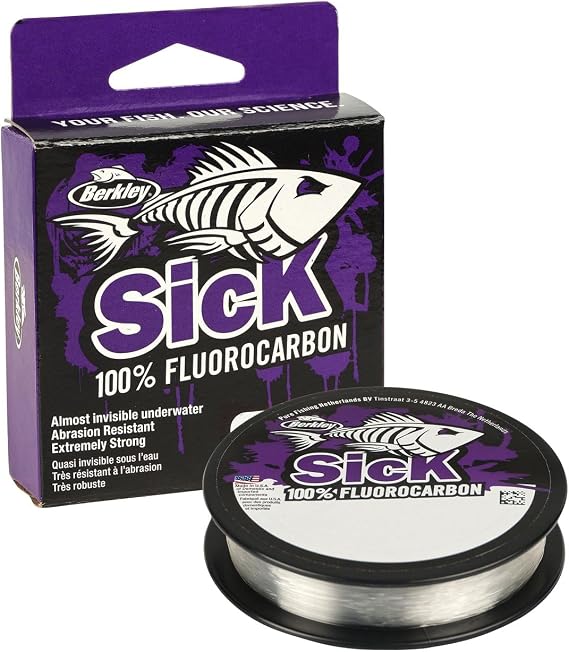 Berkley Sick Fluorocarbon Leader Material - Clear Fluoro Carbon Fishing Line, Fast Sinking and Invisible Predator Fishing Leader 50m/40m Perfect For Freshwater and Saltwater Sea Fishing