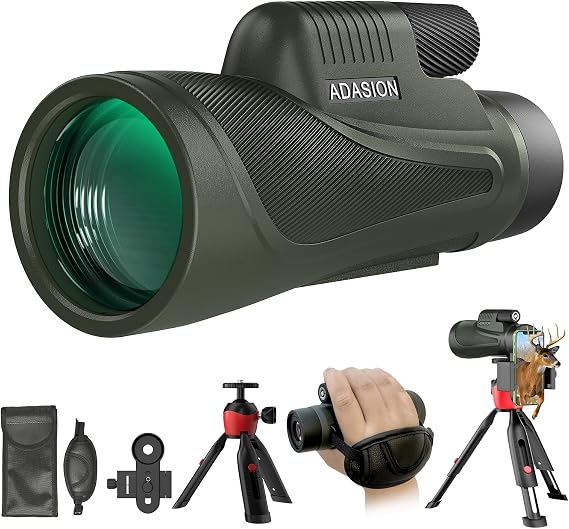 12x56 HD Monocular Telescope High Powered for Adults with Smartphone Adapter, High Powered Monocular Scope with Clear Low Light Vision for Star Watching, Bird Watching, Hiking, Concert