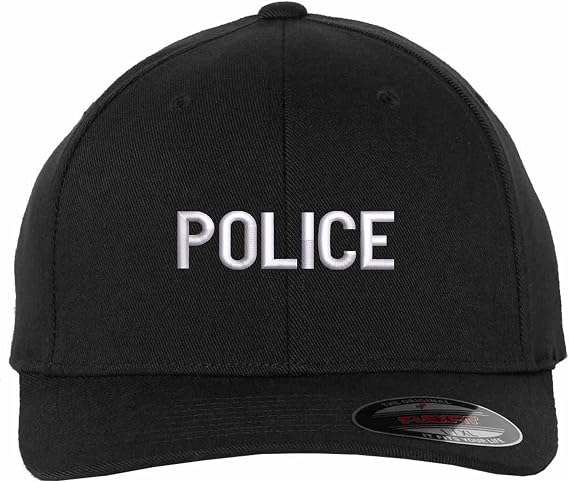 Police Flexfit Fitted Hat - Structured Uniform Baseball Cap for Security, Guard & Law Enforcement Officers