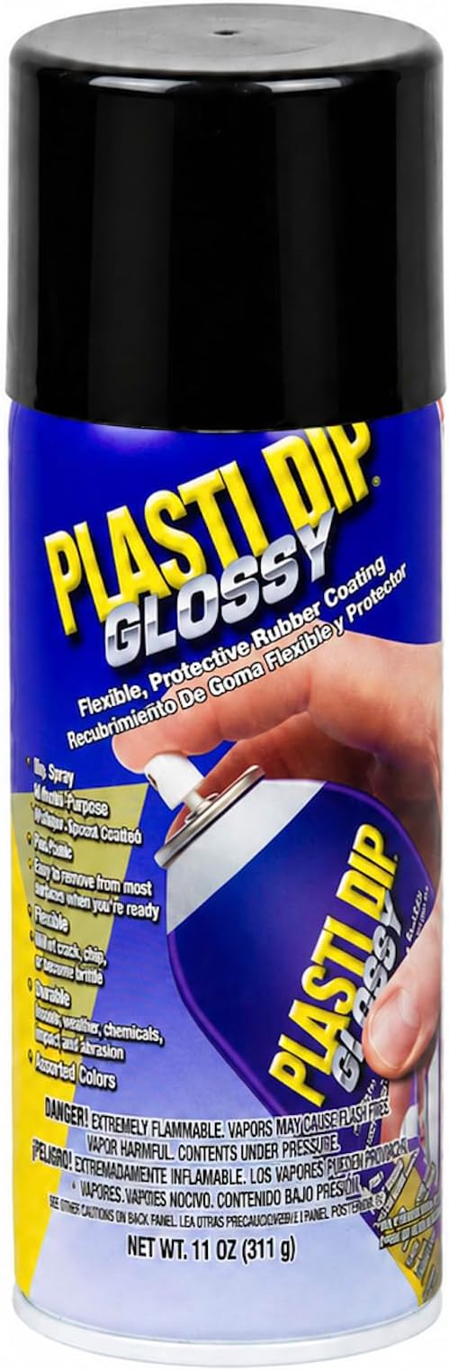Plasti Dip Glossy Black Rubber Coating Spray, 11 oz Aerosol Can, Flexible Peelable Protective Coating for Wheels, Emblems, Trim, Grilles, Mirrors & Automotive Projects.