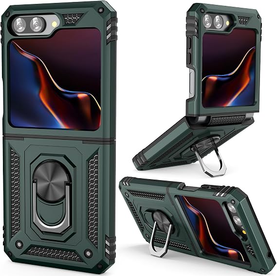 ADDIT Z Flip 5 Case, Phone Case for Samsung Galaxy Z Flip 5 Case,with Kickstand Ring,Adjustable Stand,Military Grade,Heavy Duty Protection,Shockproof,Anti-Fingerprint,Support Magnet Car Mount,Teal