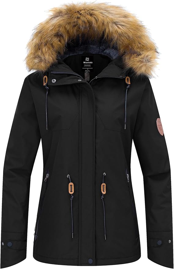 wantdo Women's Waterproof Ski Jacket Warm Fleece Lined Snow Winter Coat
