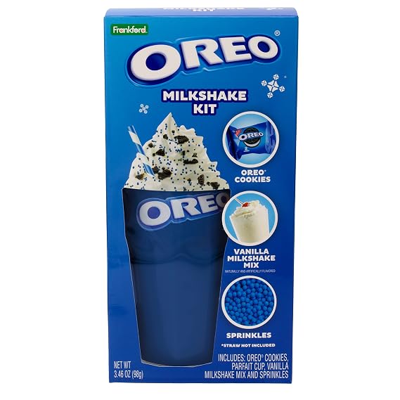 OREO Milkshake Kit Gift Set with OREO Cookies, Ceramic Milkshake glass, Milkshake Mix and Sprinkles