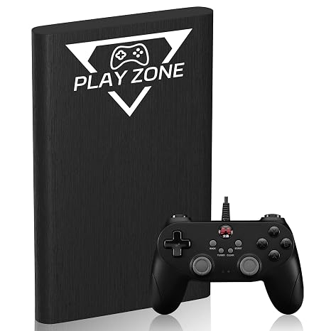 JAnimauxx Gaming Hard Drive with 3 Game Systems, Retro Game Console with Built in 16191 Games, Emulator Console with 80 Game Emulators, Video Game Console for PC (Game HDD-1 Wired controller)