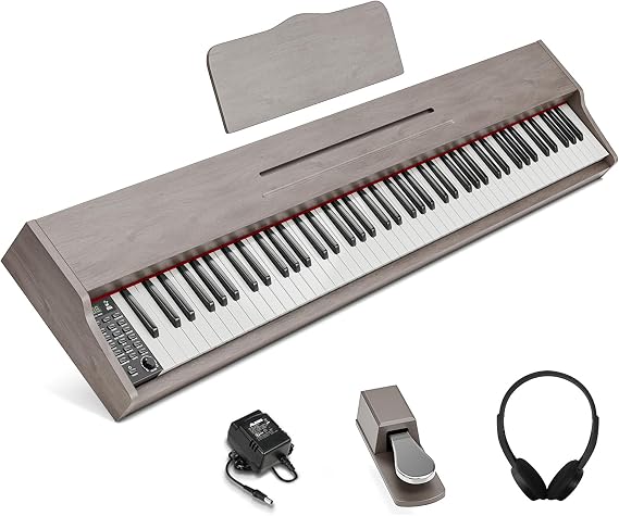 88 Keys Digital Piano Keyboard with Full Size Semi-weighted Keys,Portable Electric Piano with Pedal,Headphone,MP3 Connection,Full-featured Keyboard for Beginner,Kids,Adults,Grey