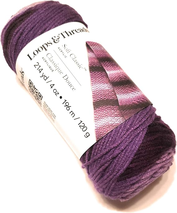 Soft Classic Yarn by Loops & Threads - 214 Yards - Medium (4) - Purple Ombre