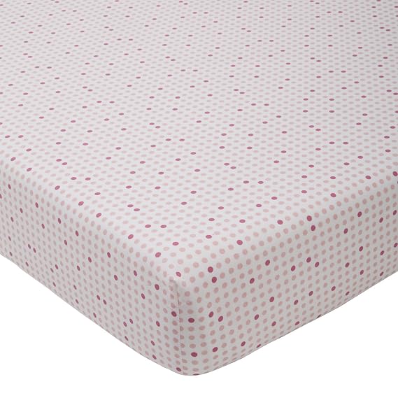 giggle Fitted Dots Crib Sheet, Pink/White