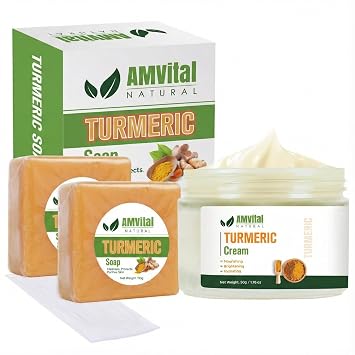 AMVital Turmeric Soap 2-Pack and Turmeric Cream Set