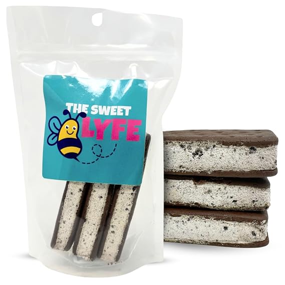Freeze Dried Cookies and Cream Ice Cream Sandwich. Includes One Pack - 3 pcs