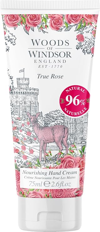 Woods of Windsor Hand Cream, Nourishing Rose Hand Cream for Men and Women, Moisturising Hand Cream with Vitamin E and Shea Butter, True Rose Scent