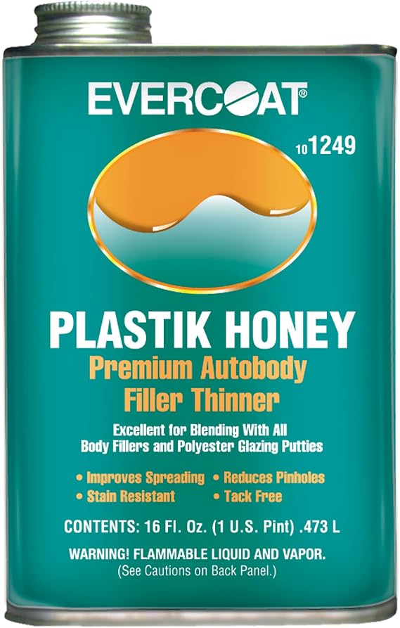 Evercoat Plastik Honey Premium Auto Body Filler Thinner for Body Fillers and Putties - 16 Fl Oz
