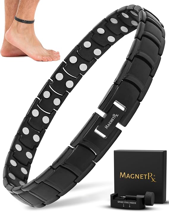 MagnetRX Ultra Strength Titanium Magnetic Anklets for Men (Black)
