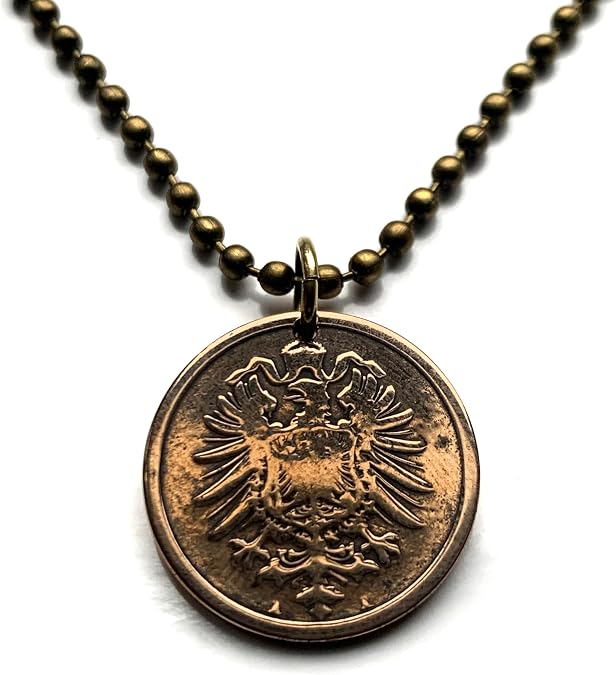 1874 Germany Deutschland 2 Pfennig coin pendant German eagle Berlin Munich Cologne Frankfurt Hamburg Stuttgart Bavaria Dusseldorf Leipzig Dortmund Bremen Dresden Hanover Rothenburg Nuremberg n000943