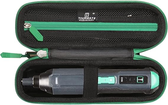 Tourmate Hard Storage Case for Basics by SKIL 4V/Fanttik S1 Capsule/Deluxe 3.7V Cordless Stick Screwdriver,Travel Case for HOTO/WORX/DuroFort/SUFICY/AMAZING FLOWER Brands(Only Box)(Black & Green)