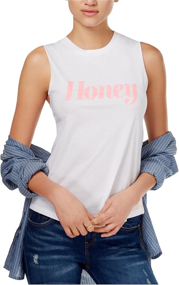 CHRLDR Womens Honey Muscle Tank Top, White, X-Small
