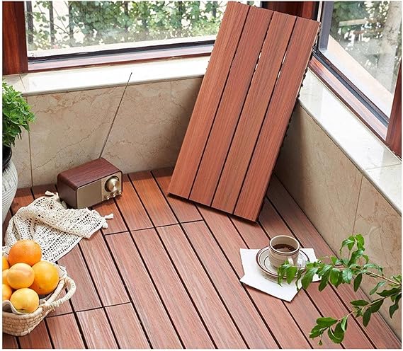 Plastic Interlocking Deck Tiles, Outdoor Balcony Poolside Splicing Flooring, DIY Patio Kit Decking Flooring for Balcony Backyard(G,2PCS)