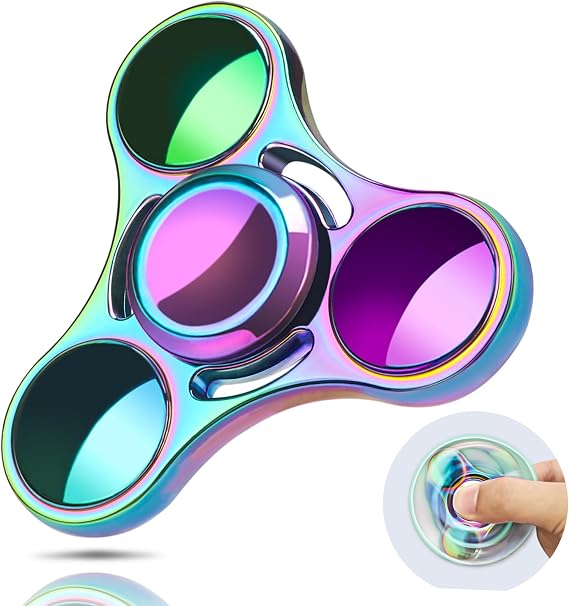 Aolcev Fidget Spinner Metal Toy Ultra Durable Toys Stainless Steel Bearing High Speed 3-5 Min Precision Brass Finger Spinner EDC ADHD Stress Relief Anxiety Hand Fidget Spinners for Kids Adult-Colorful