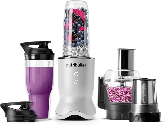 nutribullet Ultra Plus+ 3-1 Compact Kitchen System, 1200W Kitchen System with Blender, Food Processor, and Coffee and Spice Grinder, 32oz and 24oz Blending Cups, 2-Cup Food Processor, Pearl White
