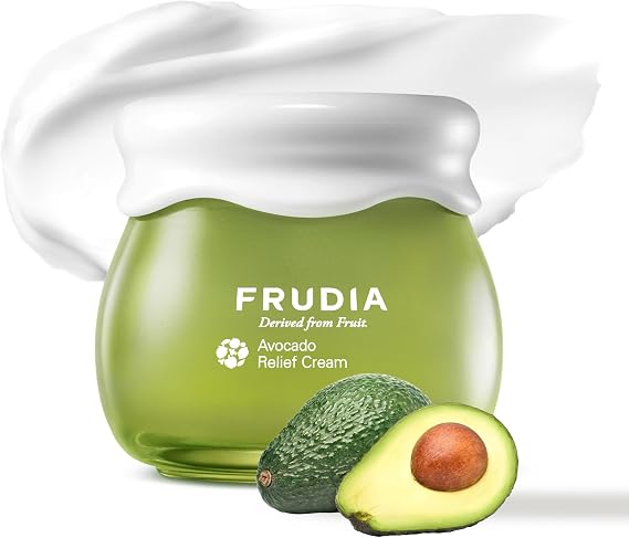 FRUDIA Avocado Relief Face Cream, Calming Korean Skin Care Facial Moisturizer, 62% Avocado Extract, Centella Asiatica and MadecassosideX4 (57.4 ml) for Dry, Sensitive Skin