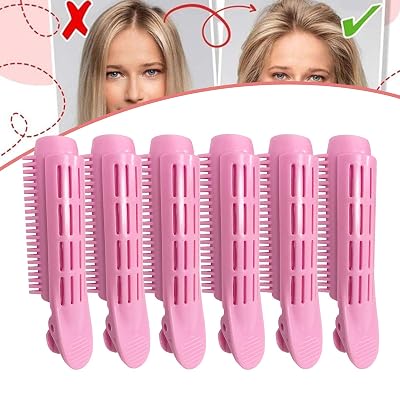 6 Pcs Volumizing Hair Root Clip, Hair Root Self Grip Hair Clip Fluffy Hair Clip Volume Hair Roller Clip Styling Tool Pink
