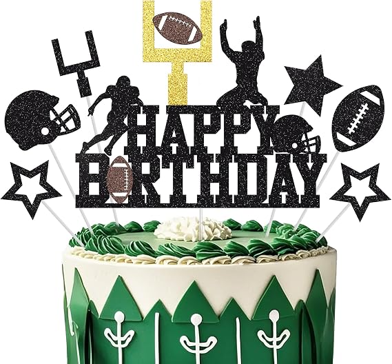 Football Cake Topper, Happy Birthday Cake Topper, Football Decorations