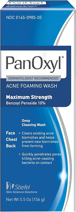 PanOxyl Acne Foaming Wash 10% Benzoyl Peroxide, 5.5 Fluid Ounce