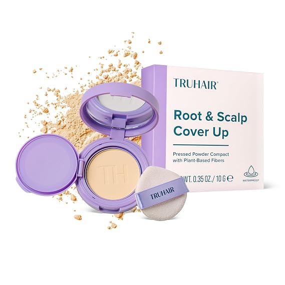 TRUHAIR Root & Scalp Cover Up Pressed Powder Compact (Light Blonde) | Waterproof, Weightless Coverage & Bald Spot Concealing, Root Touch Up Hair Color for Gray Coverage & Thinning Areas, 0.35 Oz