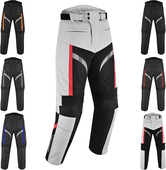 Men's Waterproof Armored Motorcycle Trousers Protective Cordura Textile Pants with Removable Protectors for Biking