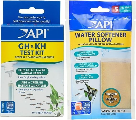 API Aquarium Test & Water Softener Bundle GH KH Kit + Pillow Filtration Pouch 5