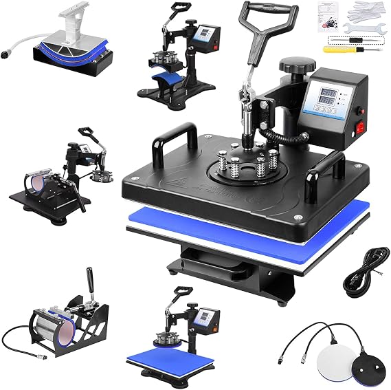 Nineaccy 5 in 1 Heat Press Machine 12x15 inch Swing Away Digital Sublimation Heat Transfer Press Heat Press Machine for T-Shirts Mug Hat Cap Plate,360 Degree Rotation