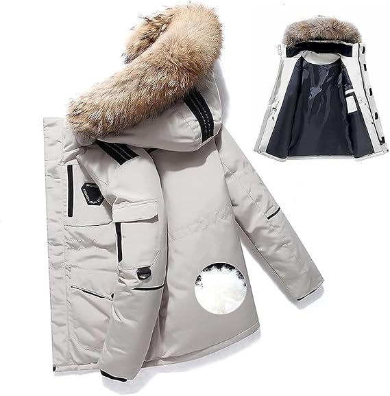 Men's Down Jacket Big Goose Autumn And Winter Thickened Coat Canada Style Warm Snow Coat,White,XL