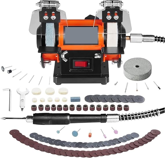Bench Buffer Polisher, Bench Buffer Grinder Polishing & Buffing Machine for Metal/Jewelry/Wood/Jade/Plastic/Silver DIY for Metal/Jewelry/Wood/Jade
