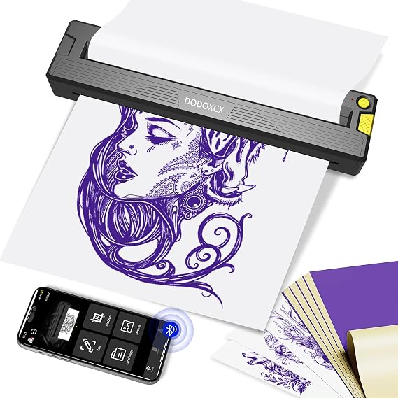 Tattoo Stencil Printer Machine for Tattoo Artists and Beginners,with 3pcs Tattoo Transfer Paper,Portable Thermal Printer,Compatible with Phone/Pc (Grey)
