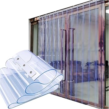 PVC Plastic Door Strip Curtain 1.3mm Commercial Entry Doors Vinyl Strip Door Curtain For Factories, Supermarkets, Warehouses, Malls, With Stainless Steel Hanging System(120x300cm/47.24x118.11in)