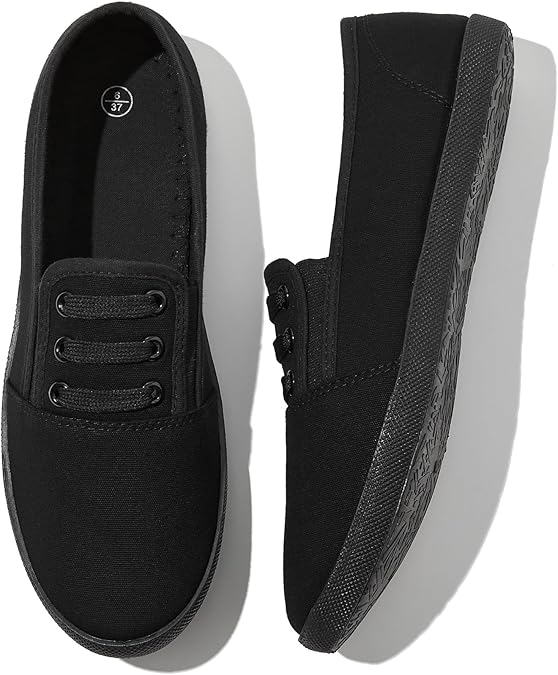 Women's Canvas Slip On Sneakers - Casual Walking Shoes, Non Slip Work Shoes