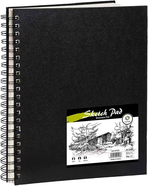 Conda 8.5"x11" Hardbound Sketch Book, 80-Sheets 90gsm Double-Sided Hardcover Sketchbook, Spiral Sketch Pad, Durable Acid Free Drawing Art Paper for Adults