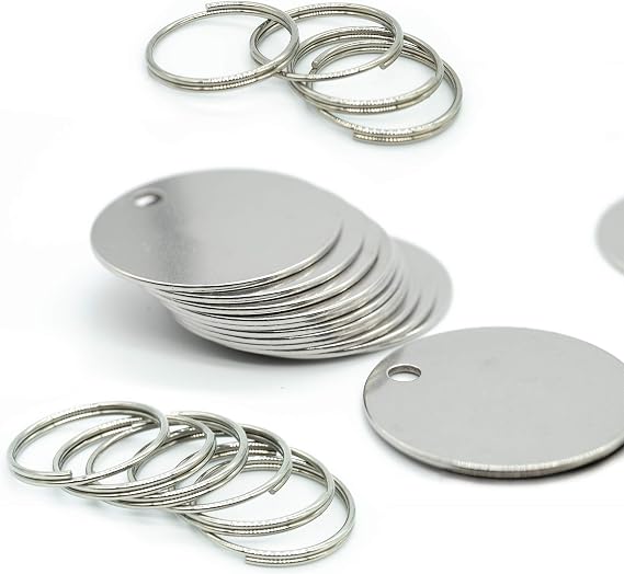 1.18 inch Round Stamping Blanks with Hole Stainless Steel Blank Tags 25 Pack