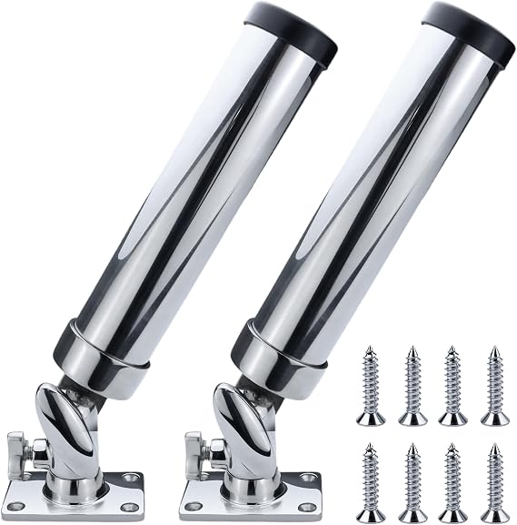 YANYUCB Boat Fishing Rod Holder,Stainless Steel Adjustable Fishing Pole Holders,360 Rotating Deck/Rail Mount Fishing Rod Pole Holder,Rod Holders for Fishing Boats,Yachts,Kayaks(2 Pack)