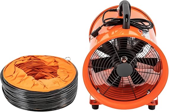 Utility Blower Exhaust Fan, 12-Inches, 520W 2295 CFM High-Velocity Portable Ventilator, Low Noise with 16ft Duct Hose, Fume Extractor for Home and Job Site
