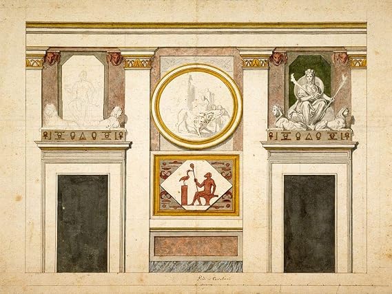 Posterazzi PDX453960LARGE Unexecuted Elevation for The Stanza Egizia at The Villa Borghese, ca. 1770-1793 Photo Print, 36 x 24, Multi