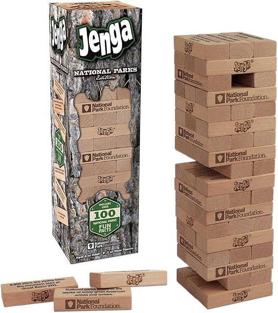 USAOPOLY JENGA National Parks | Classic Jenga Wooden Block Game with a National Parks Theme | Perfect Travel Game for Families | Celebrate US National Parks Service | lawn-game-equipment