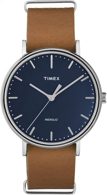 Timex 'Weekender' Quartz Brass and Leather Automatic Watch, Color:Brown (Model: TW2P978009J)
