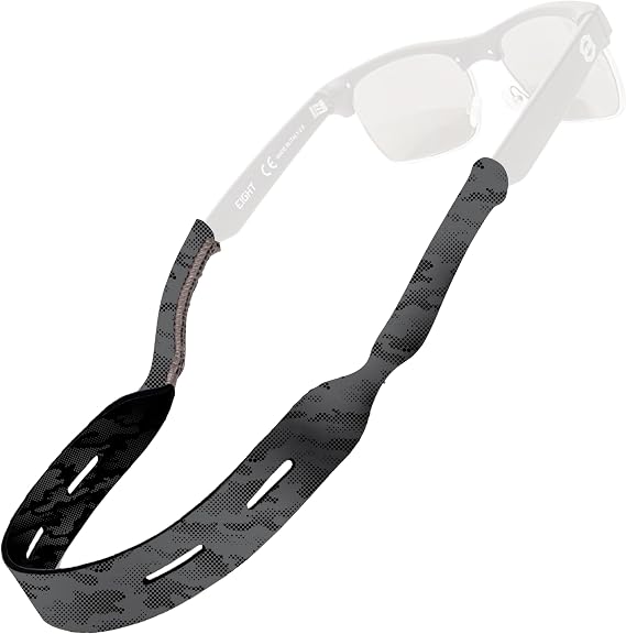 Carbon Graphite Camo Neoprene Reversible Venting Durable Floating Eyeglass and Sunglass Retainer