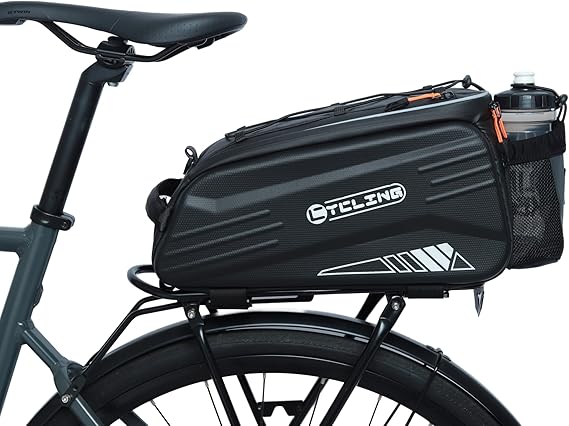 HOMPER Waterproof Bike Rack Pannier Bag, 9L EVA Hard Shell Cycling Luggage with Reflective Coating and Adjustable Shoulder Strap Suitable for Mountain & Commuter Bikes, Black