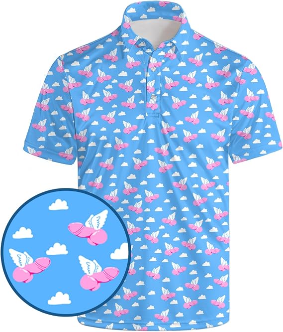 Golf Shirts for Men Funny Golf Polo Shirts Short Sleeve Polo Shirts Moisture Wicking Performance Golf Outfits