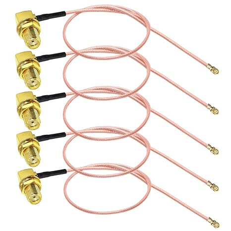 TUOLNK IPX MHF1 SMA Female Right Angle to U.FL UFL RF Coaxial RG178 Pigtail Cable for WiFi Router Antenna Mini PCI SMA Elbow Bulkhead Low Loss Extender 12inch (30cm) 5pcs