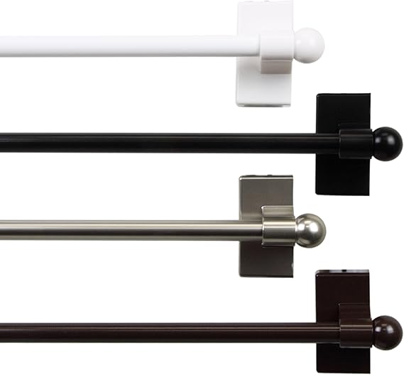 A&F Rod Decor - Magnetic Curtain Rod, 28-48 inch - Black