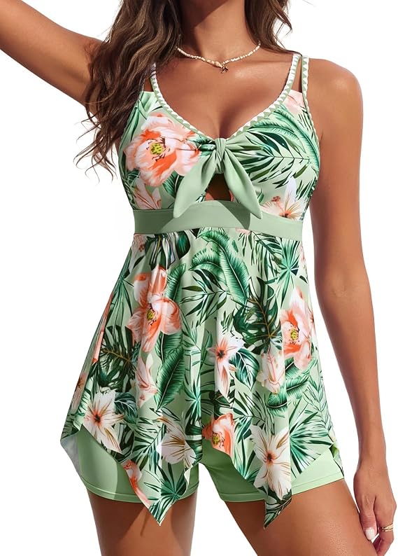Hanna Nikole Tankini Swimsuits for Women Flowy Tummy Control Bathing Suit
